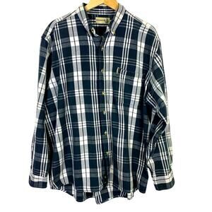 Fieldmaster Mens Flannel Green Plaid Button Down Shirt Mens XL Outdoors Fishing